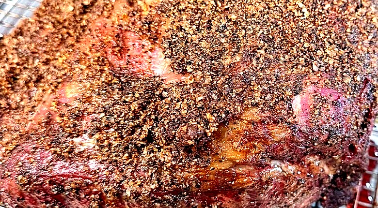 Seasoned prime rib before roasting